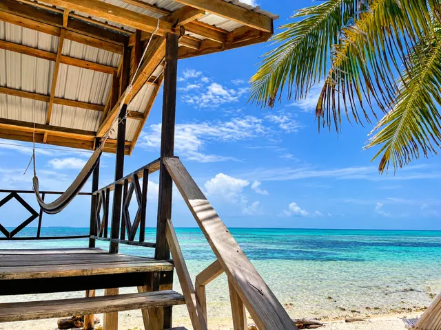 Hammock and steps overlooking the Caribbean
