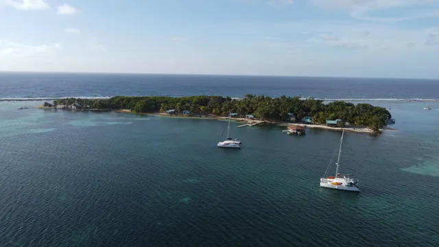 Island anchorage aerial — Isla Marisol Resort, Belize