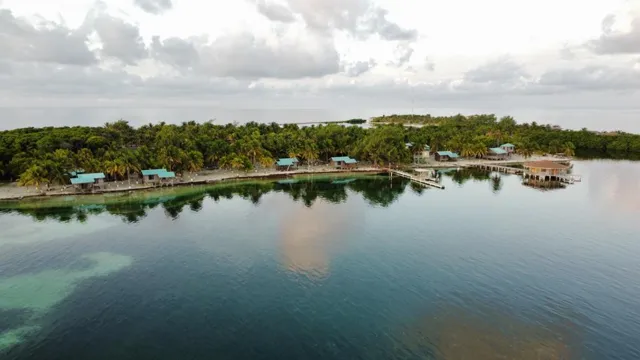 Island pier aerial — Isla Marisol Resort, Belize